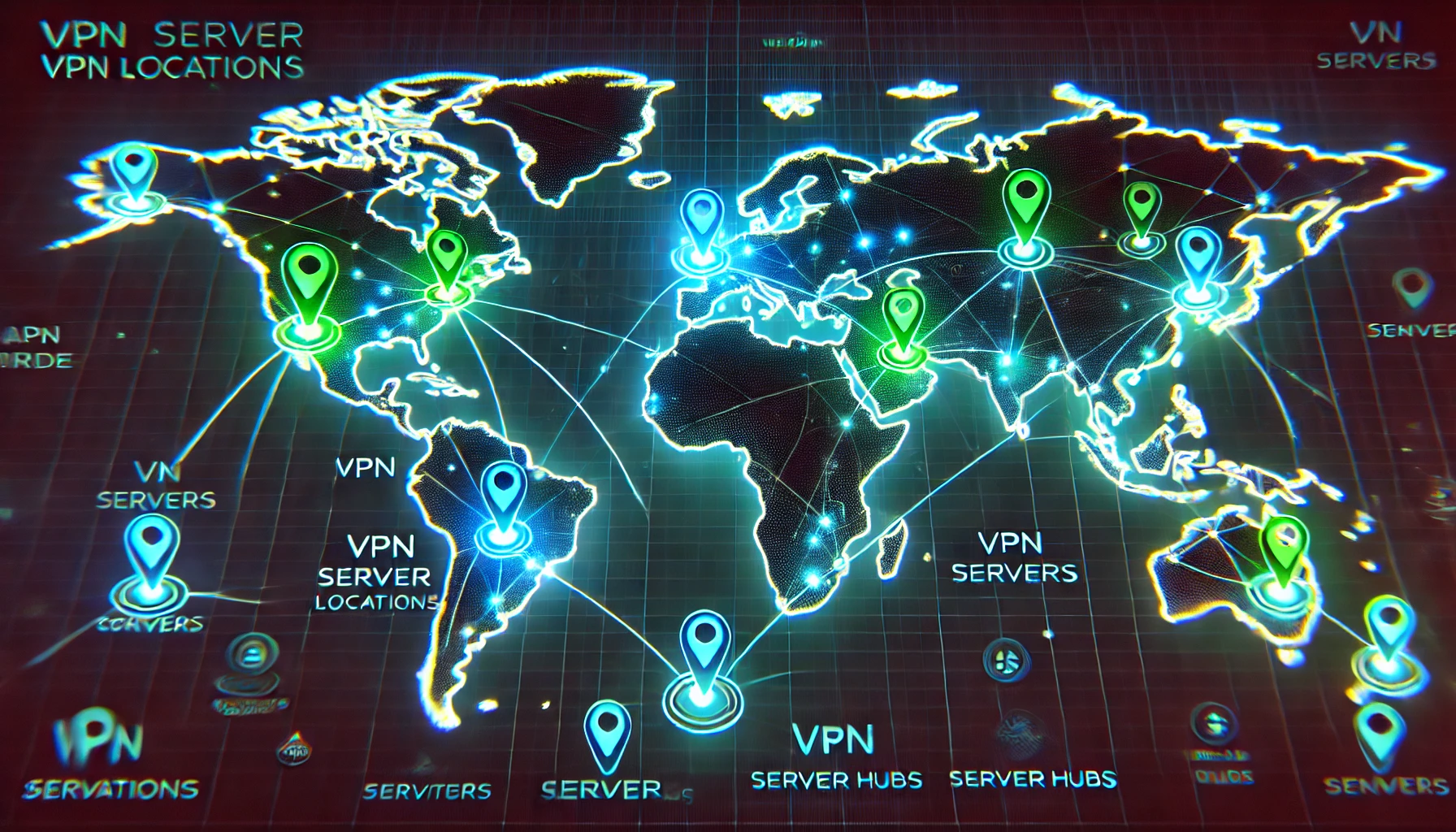 世界地图上的VPN服务器